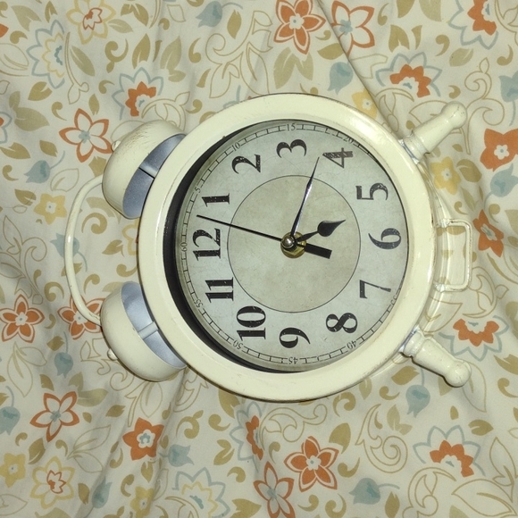 unknown Accents Vintage Old School Bell Alarm Clock Ivory Beige